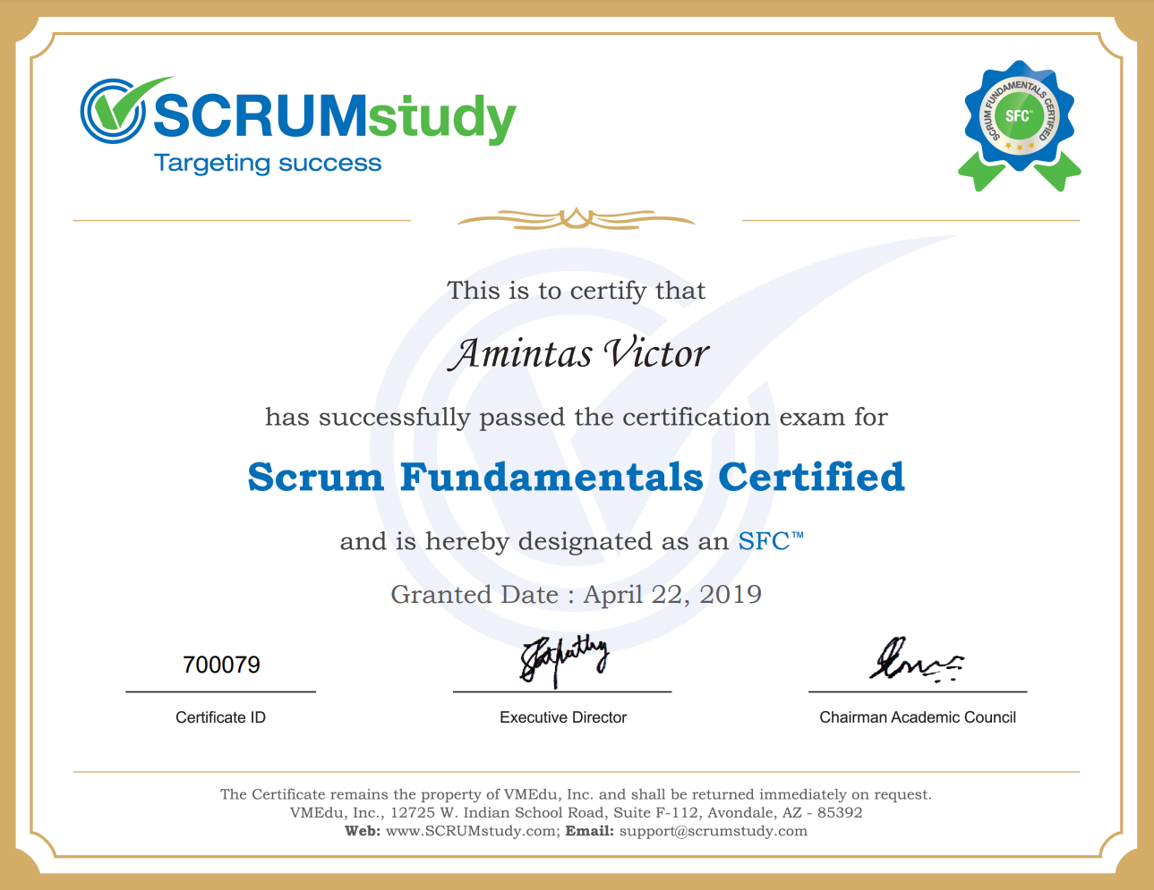 Certificação SCRUM Fundamentals (SFC)